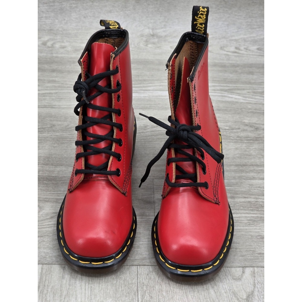 Vintage Dr. Martens Clemency Red Patent Heeled Boots Made In England Women's 5